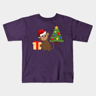 santa christmas monkey emoji Kids T-Shirt